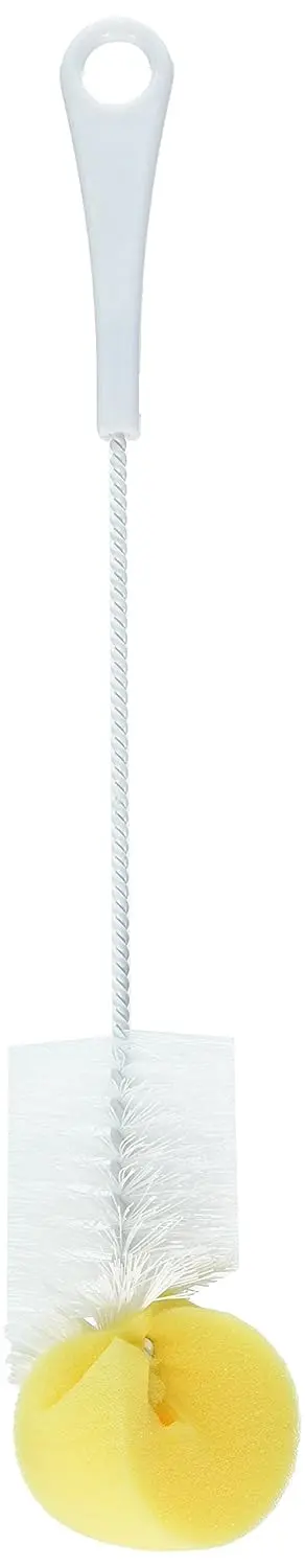 Fackelmann Flexible Bottle Cleaning Brush – Nylon Bristles With Foam Core, 37 Cm Length, Bright White & Yellow 1