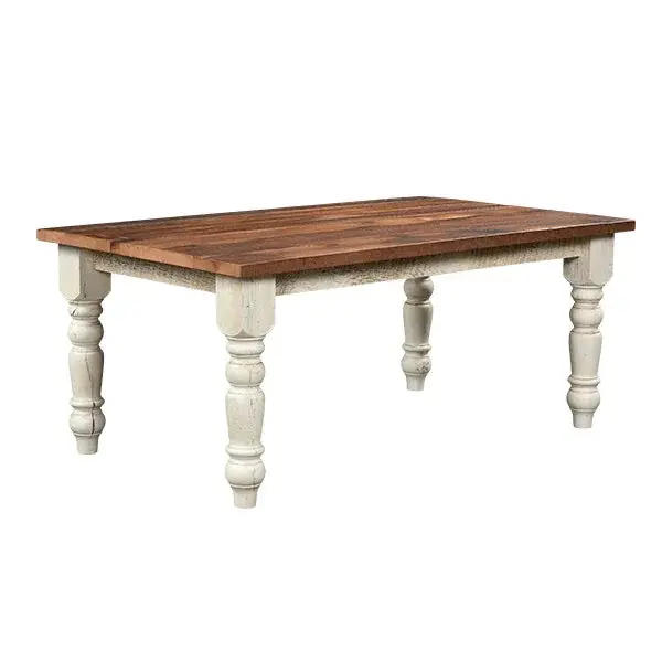 Farmhouse Leg Dining Table With Reclaimed Wood Look 1