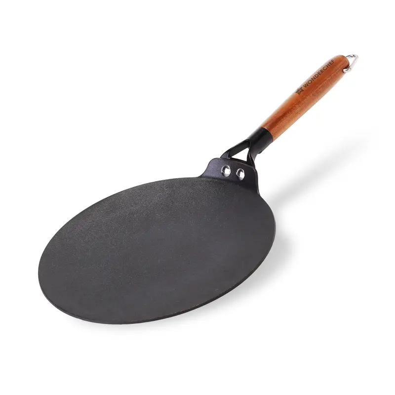 Ferro 26Cm Lightweight Cast Iron Roti Tawa – Pre-Seasoned, Acacia Wood Handle, Ideal For Chapati, Paratha, And Flatbreads 1