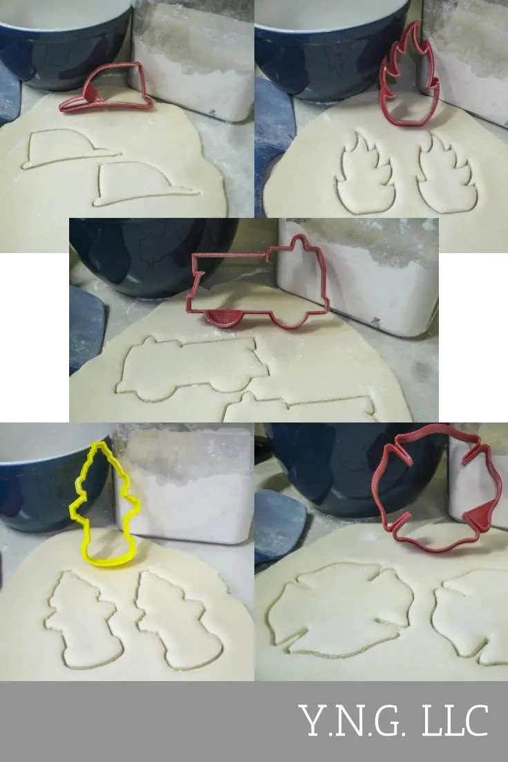 Firefighter-Themed Cookie Cutters – Fire Truck, Helmet & Rescue Symbols – 5-Piece Set, Usa-Crafted 1
