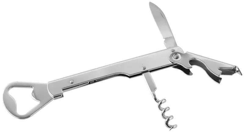 Fmprofessional Glossy Stainless Steel Waiter'S Corkscrew With Bottle Cap Opener, 140 X 35 Mm 1