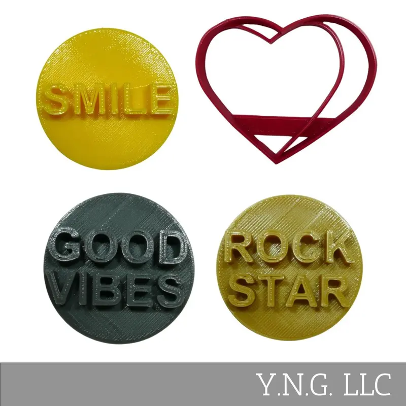 Friends & Good Vibes Candy Heart Cookie Cutters – Positive Affirmation Set, 4-Piece, Usa-Made, Pr9016 1