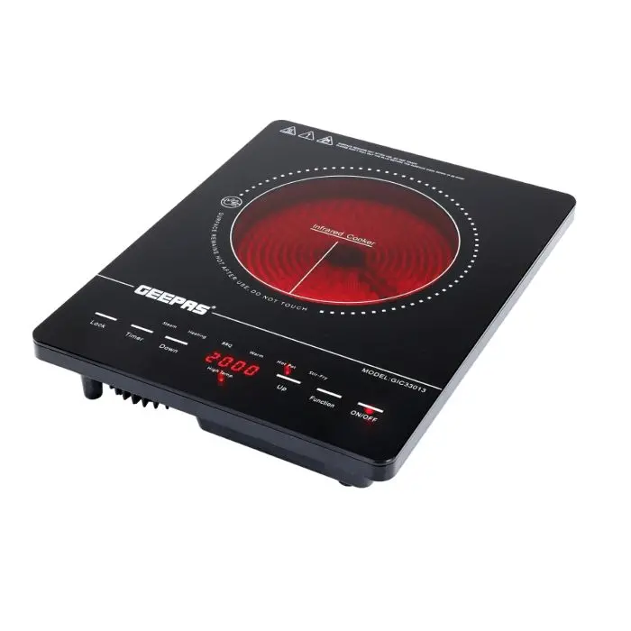 Geepas 2000W Digital Infrared Cooktop – 8-Preset Temperature Control Panel 1
