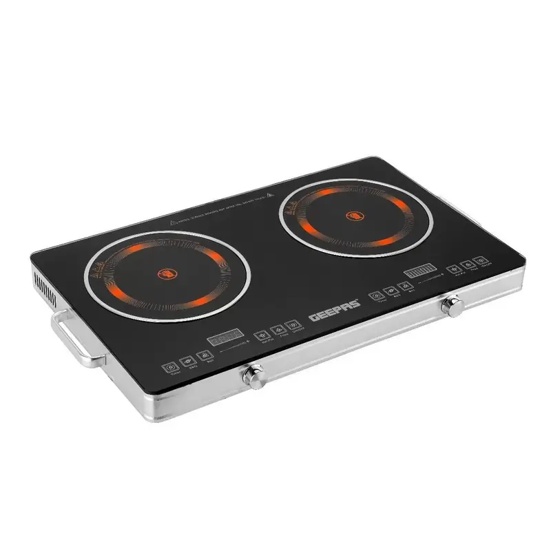 Geepas Double-Zone Infrared Cooker – Led-Controlled, 9-Temp Wireless Burner 1