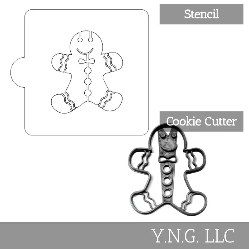 Gingerbread Boy Themed Stencil And Cutter Set – Premium Usa-Made Baking Tool 1