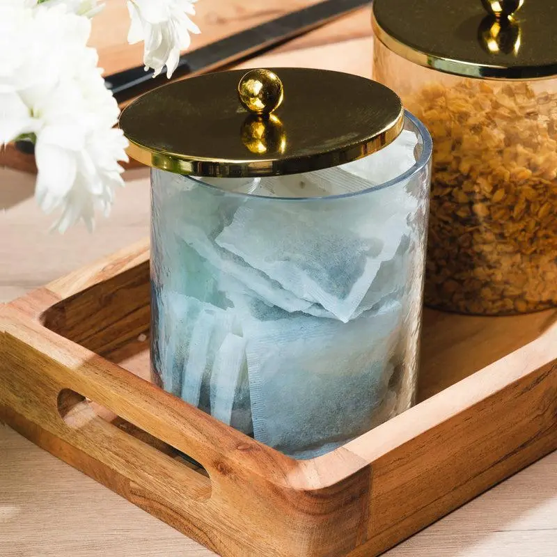 Glass Canister With Blue Lustre Finish 1