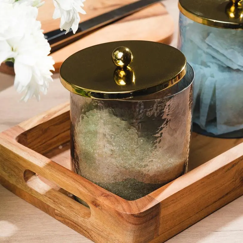 Glass Canister With Grey Lustre Finish 1
