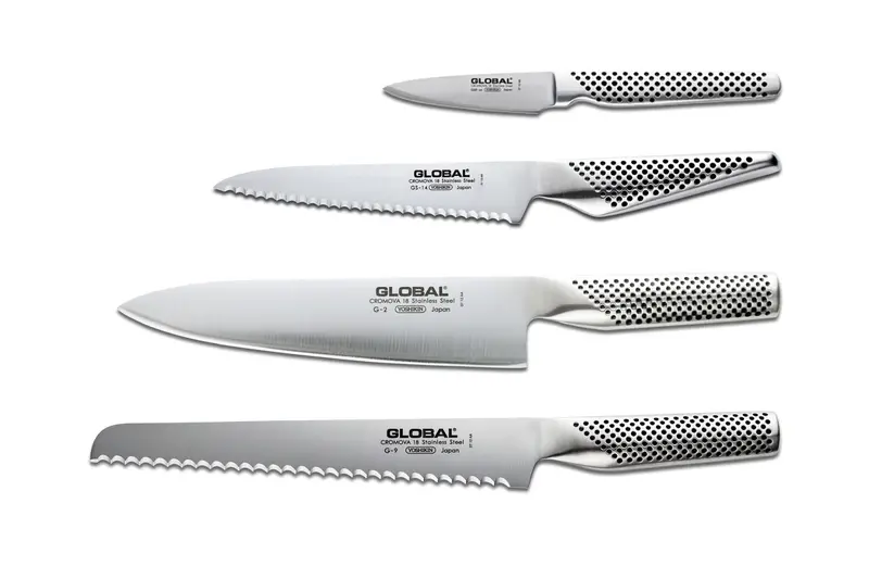 Global G-291446 4-Piece Premium Knife Set (G-2 Chef’S, G-9 Paring, Gs-14 Utility, Gsf-46 Slicer) 1