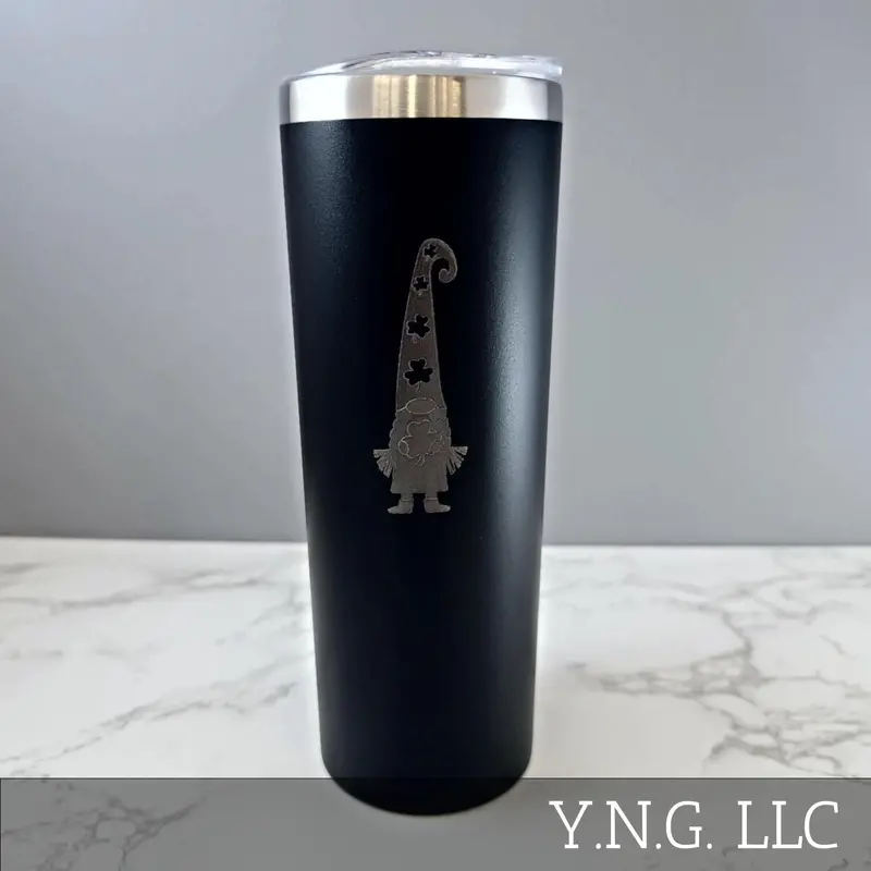 Gnome Girl Shamrock Tumbler – St. Patrick’S Day Black 20 Oz Skinny Cup, La5069 1