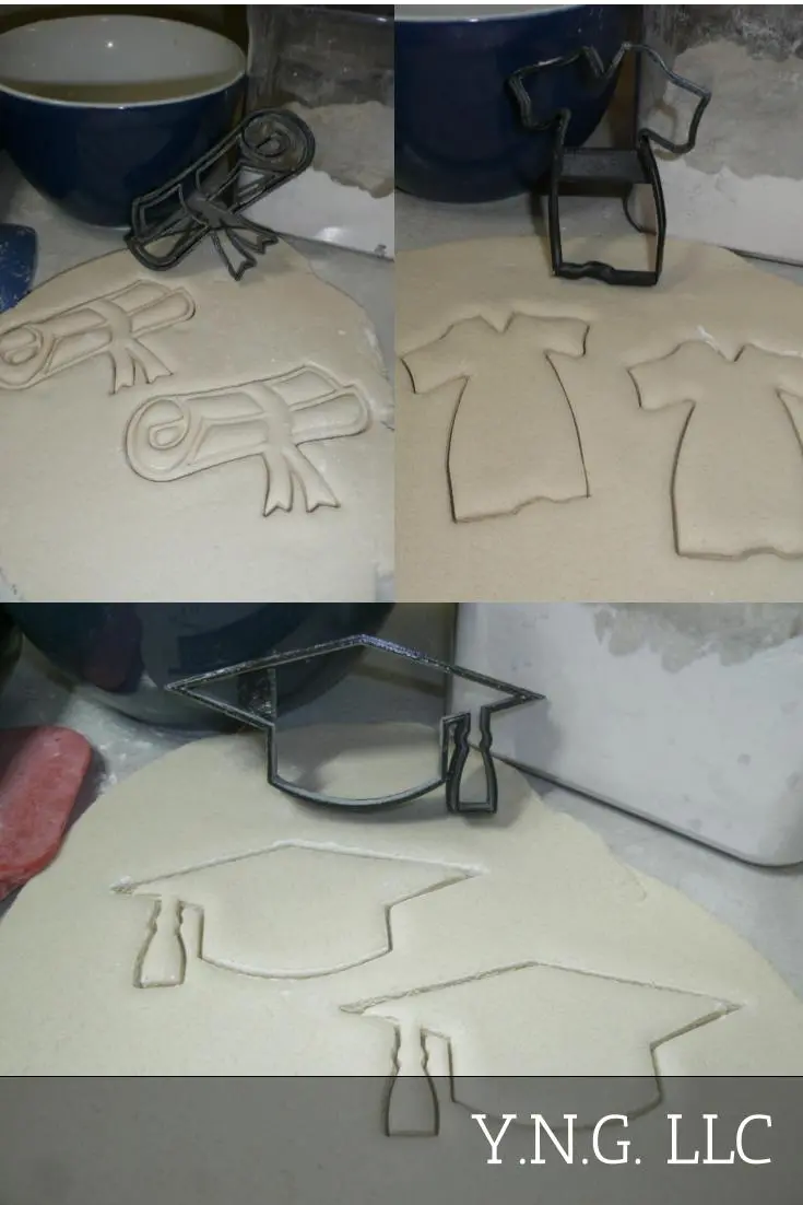 Graduation-Themed Cookie Cutters – Diploma, Cap & Gown Trio For High School Or College Celebrations 1
