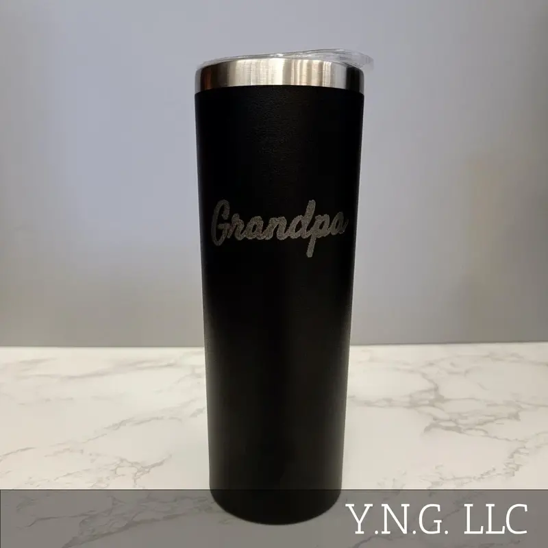 Grandpa Tribute Tumbler – Minimalist 'Grandpa' 20Oz Black Skinny Cup La5031 1