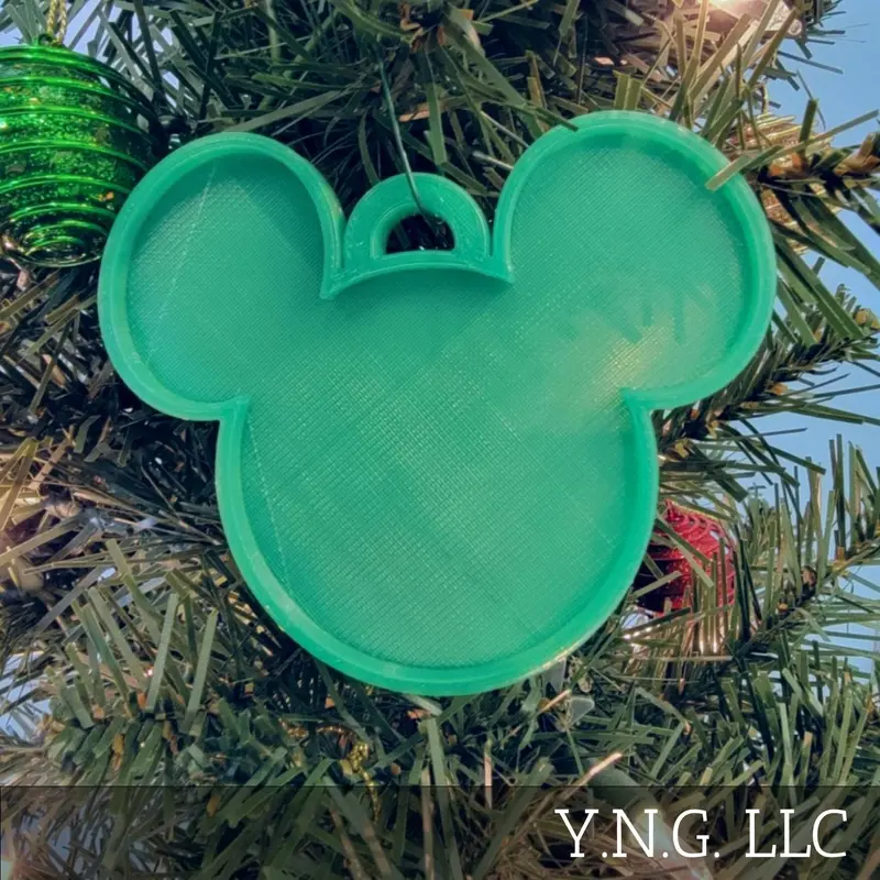 Green Mickey Mouse Ears Ornament – Usa-Made Christmas Tree Decoration (Pr4867) 1