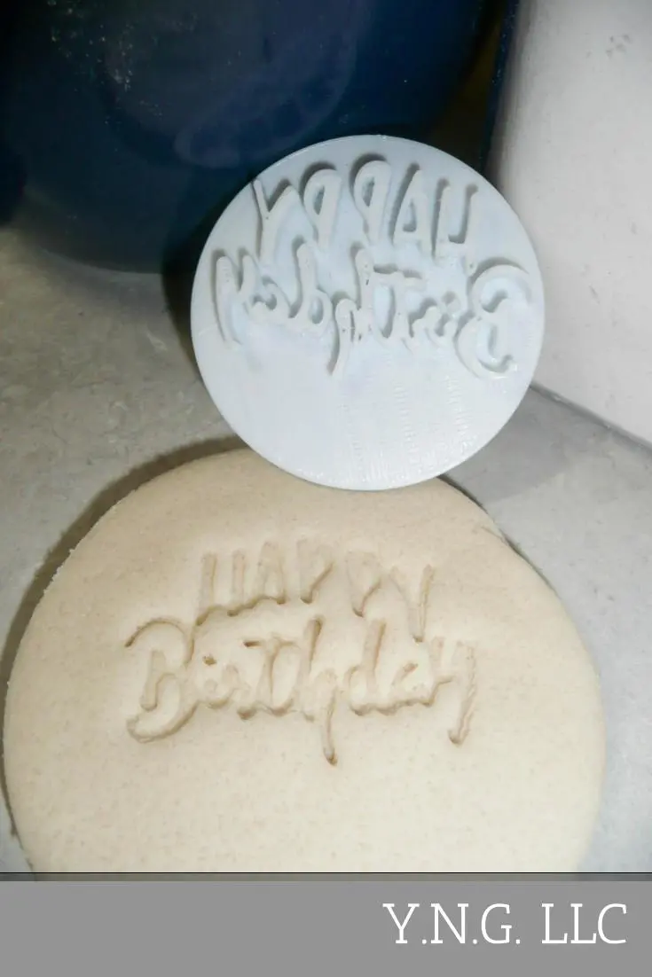 Happy Birthday Cookie Stamp Embosser Featuring Whimsical Script Typography – Usa-Made 1