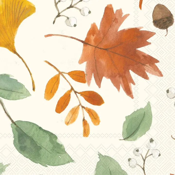 Harvest-Inspired All-Over Leaf Pattern Beverage Napkins 1