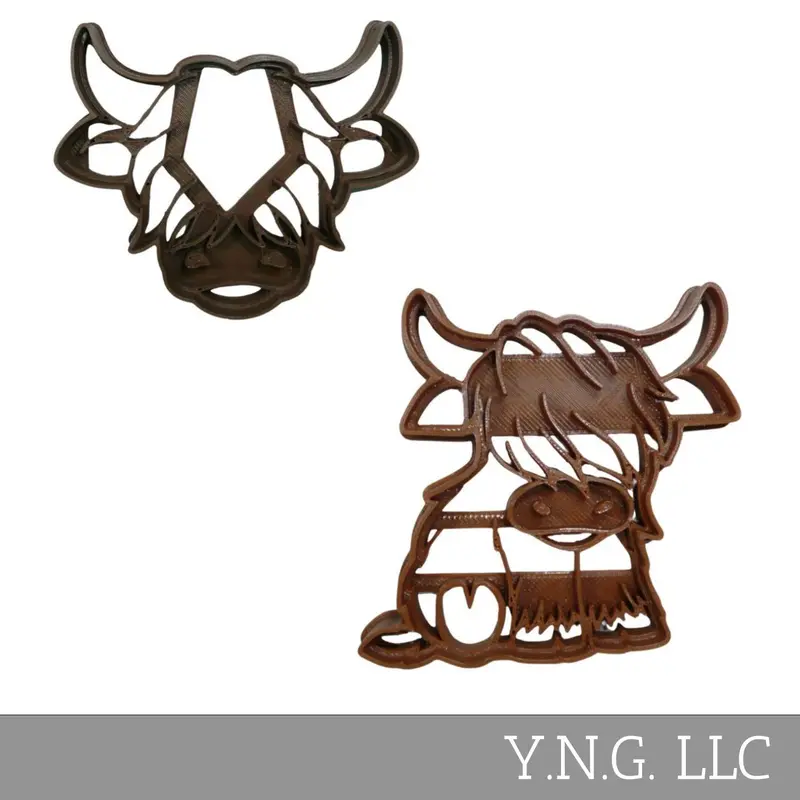 Highland Cow Cookie Cutters – Long-Haired Scottish Breed Pair, 2-Piece, Usa-Made 1