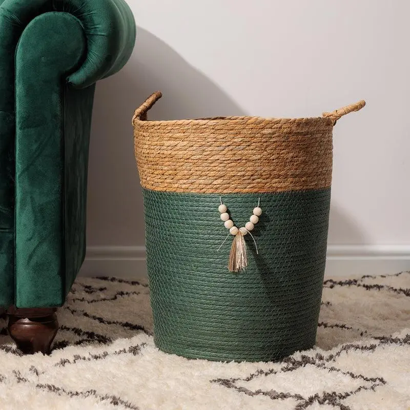 Home.Life Bulrush & Paper Fern Storage Basket – Botanical-Inspired Woven Bin 1