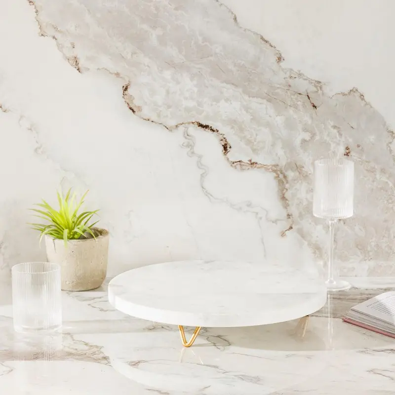 Home.Life Marble Serving Platter With Sleek Metal Legs 1
