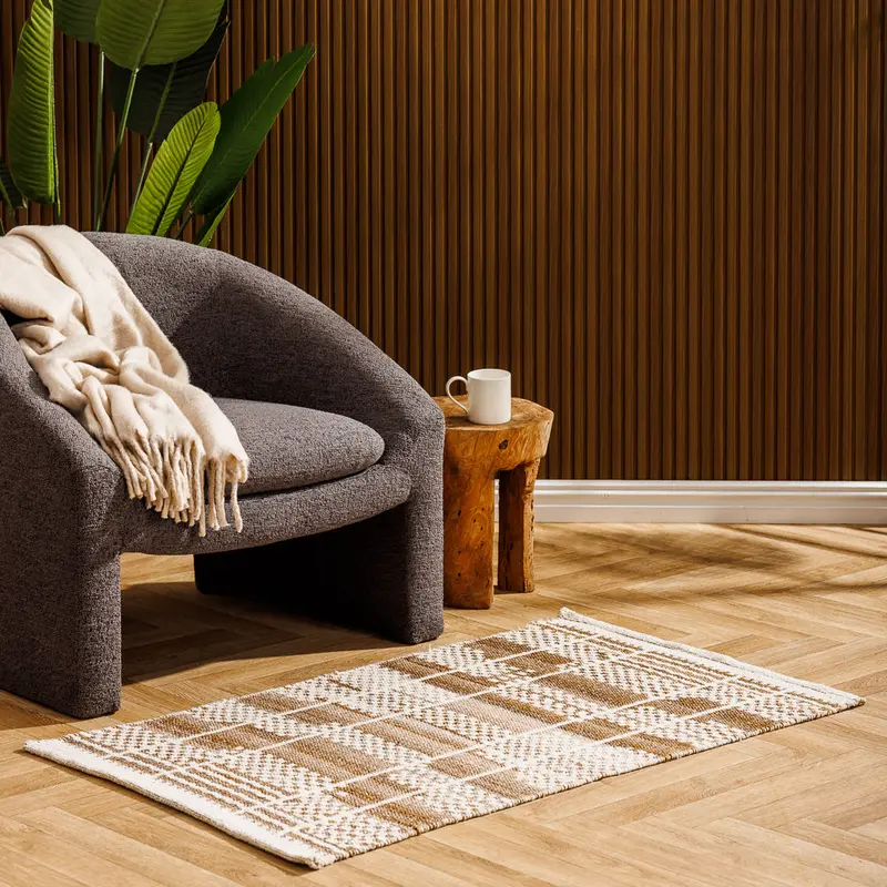 Home.Life Mosaic Cotton Rug – Brown & Beige Textured Area Rug 1