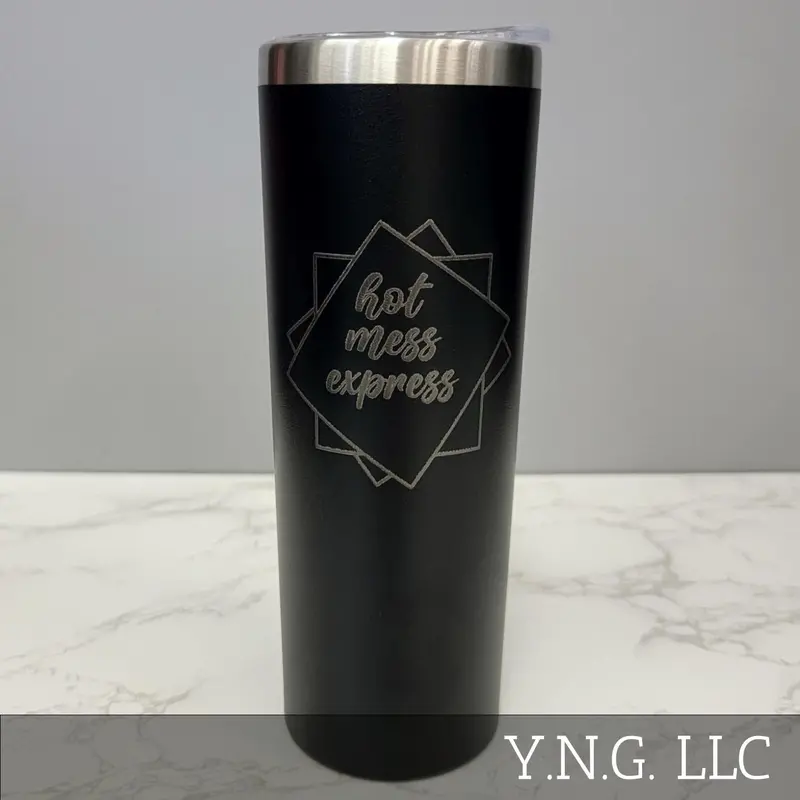 Hot Mess Express Humor Tumbler – Minimalist Black 20Oz Skinny Stainless Steel Cup La5056 1