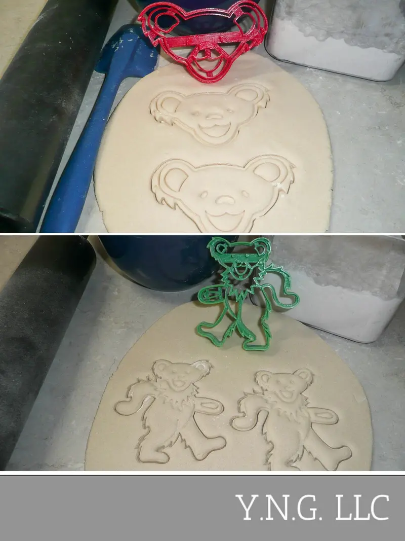 Jerry Garcia Bear Cookie Cutters – 2-Piece 1960S Psychedelic Rock Music Theme 1