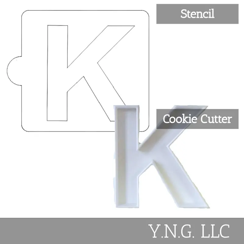 K Alphabet Cookie Cutter & Stencil Set – Angular, Modern Letter Shape, Usa Crafted Lsc107K 1