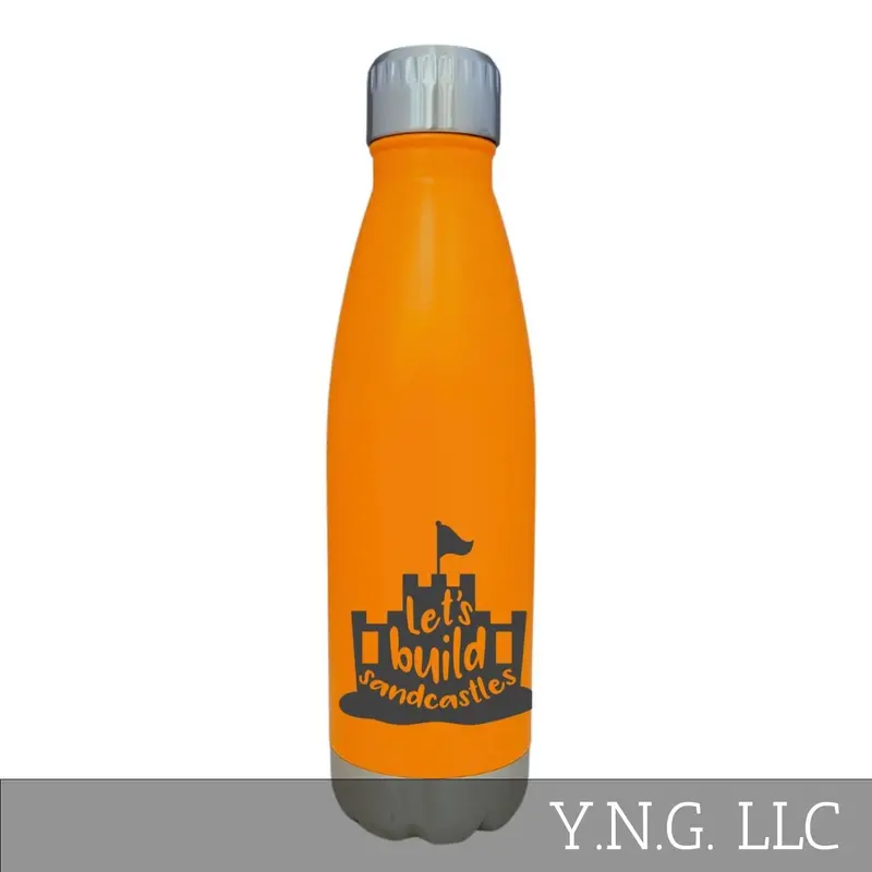 Lets Build Sandcastles Beach Theme Orange 17Oz Water Bottle La5131 1