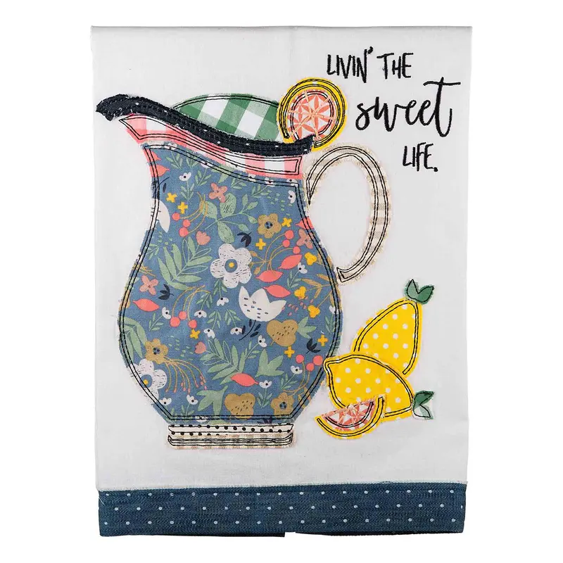 Livin’ The Sweet Life Cotton Tea Towel – Whimsical Bakery-Themed Design 1