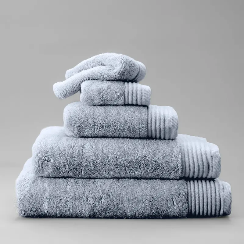 Luxury Egyptian Cotton Zero Twist Towels – Ash Blue Premium Bath Linens 1