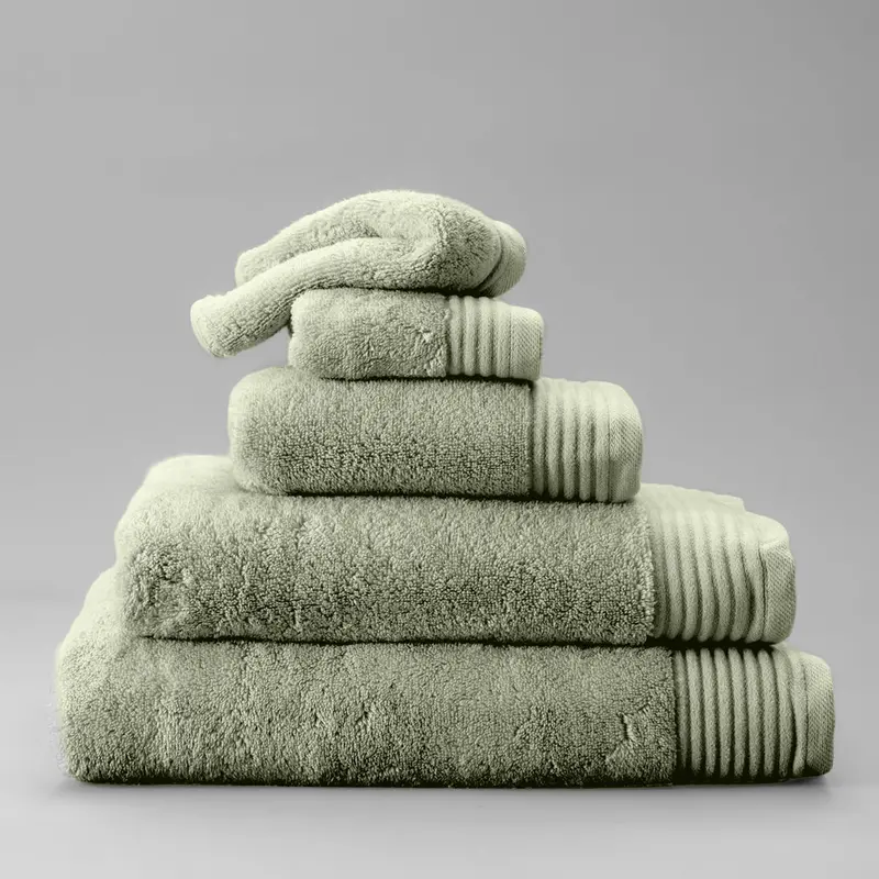 Luxury Egyptian Cotton Zero Twist Towels – Moss Green Soft Absorbent Set 1