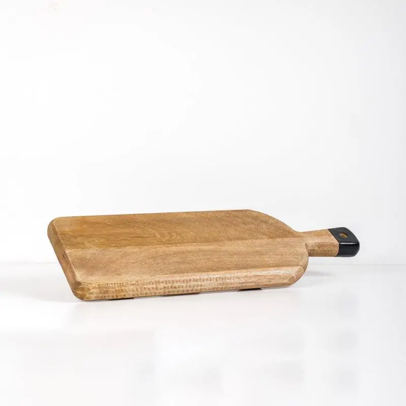 Mango Wood Paddle Board With Black Handle – Rectangular 1