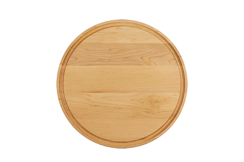 Maple Large Round Cutting Board With Juice Groove – 13.5" Diameter × 0.75" 3