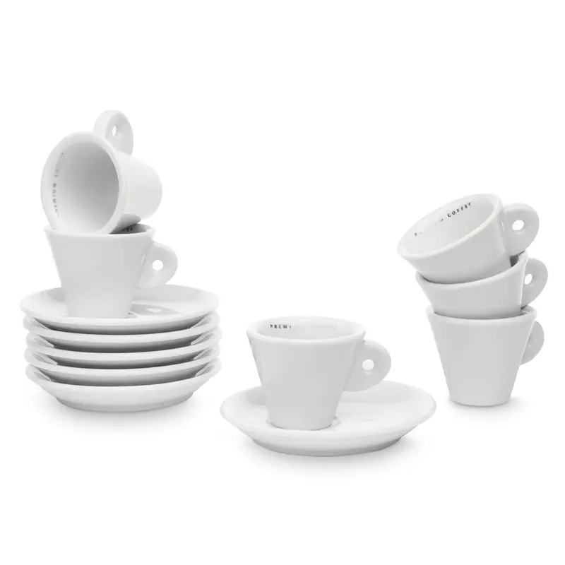 Maromas 6-Piece Espresso Cup & Saucer Set – Premium Ceramic 1