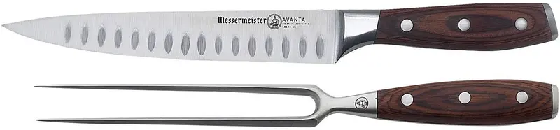 Messermeister Avanta 2-Piece Kullenschliff Carving Set – Pakkawood Handle Knife & Fork 1
