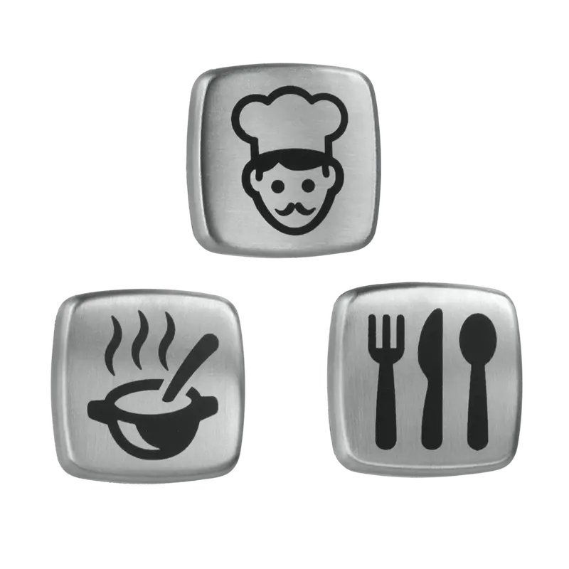 Metaltex Decorative Stainless Steel Refrigerator Magnets – 3-Piece Blister Pack 1