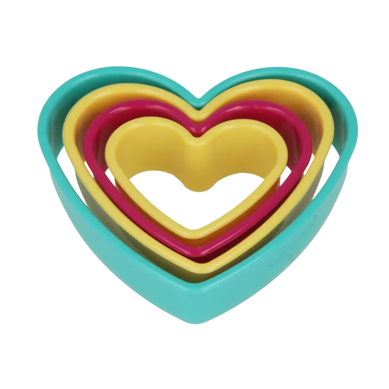 Metaltex Heart-Shaped Cookie Cutters – 4-Piece Plastic Set, Blister-Packaged (10×9 Cm) 1