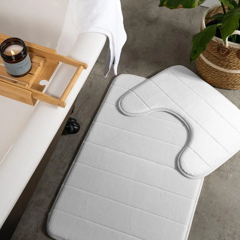 Milan Memory Foam Bathroom Mat Set – Mid Grey, 2-Piece 1
