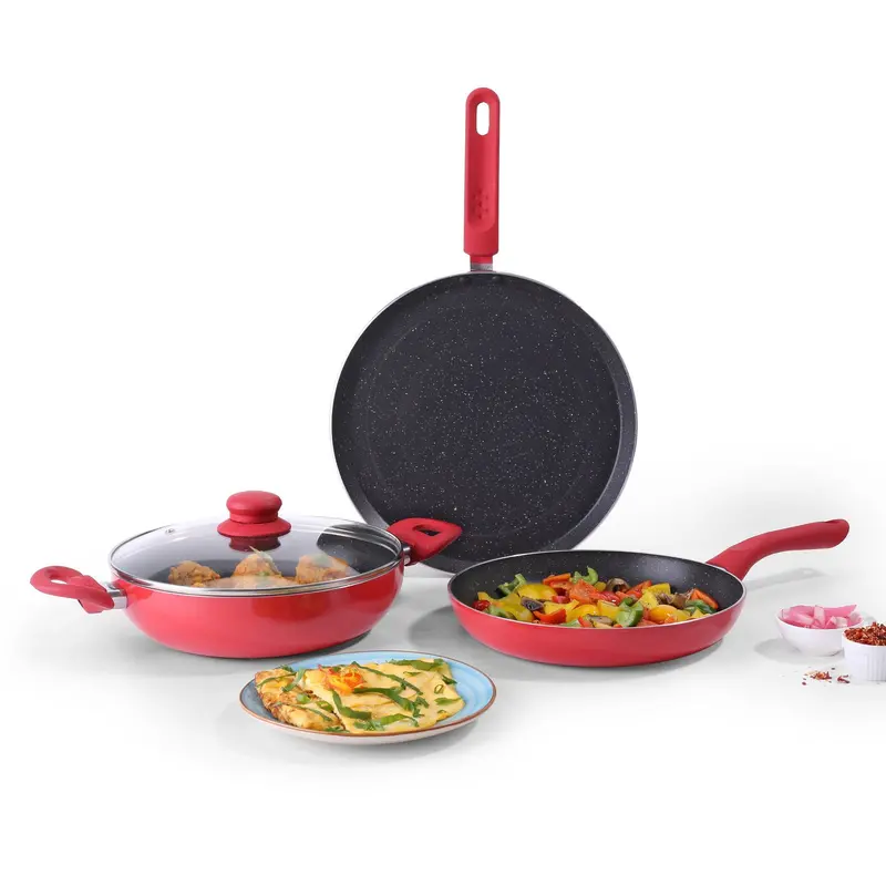 Milano Pfoa-Free Non-Stick Cookware Set – 4-Piece Aluminium Set With Dosa Tawa, Fry Pan & Kadhai 1