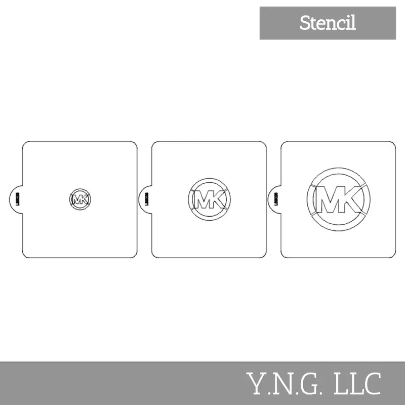 Mk Logo Stencil Set – 3-Piece Cookie & Cake Decorating Kit, Usa-Made 1