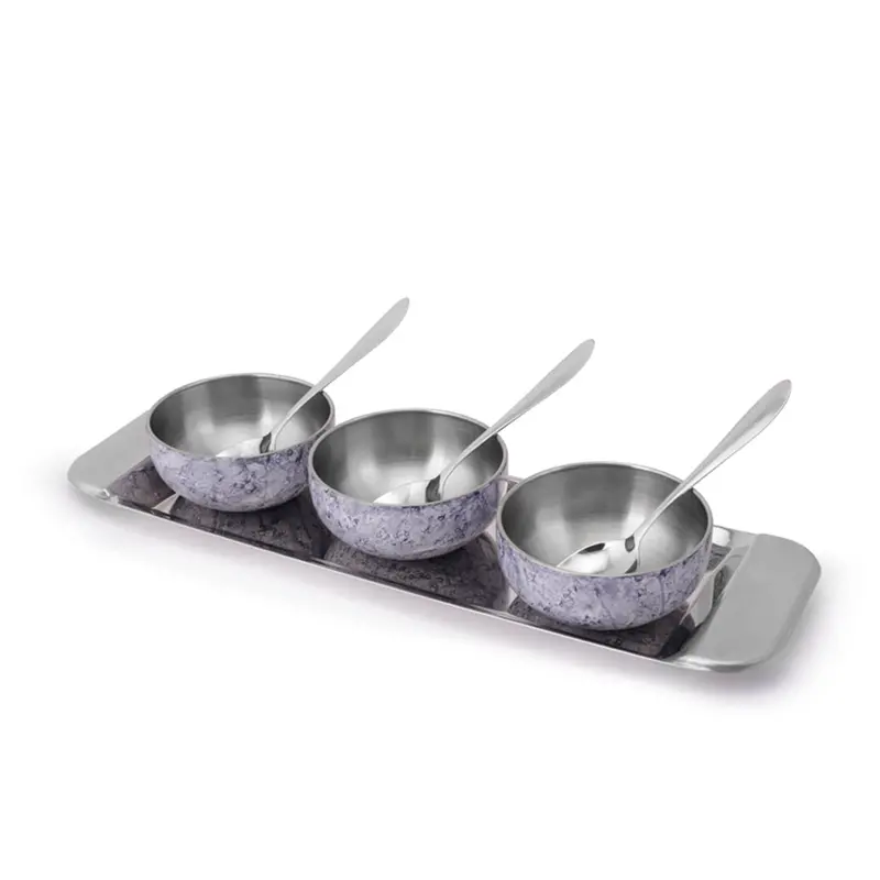 Modena 7-Piece Colored Condiment Set – 3 Bowls + 3 Spoons + Tray For Chutneys, Pickles & Festive Entertaining 1