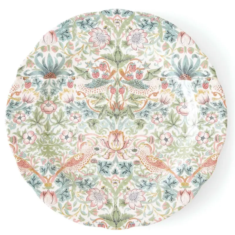 Morris & Co. Strawberry Thief 12-Inch Serving Platter – Hand-Decorated Ceramic 1