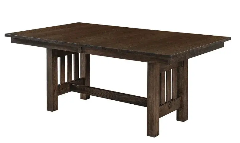 Mueller Farmhouse Trestle Table With Thick Plank Surface And Black Metal Base 1