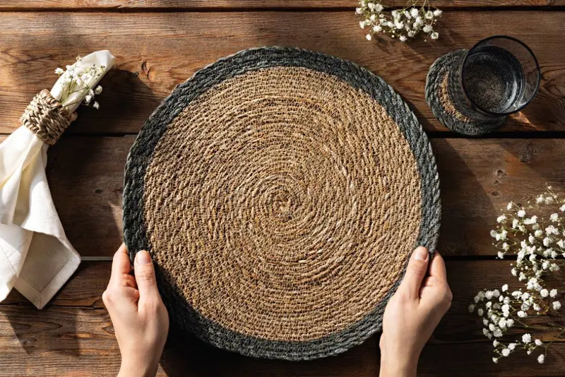 Natural Seagrass Round Placemat – Handwoven Table Accent 1