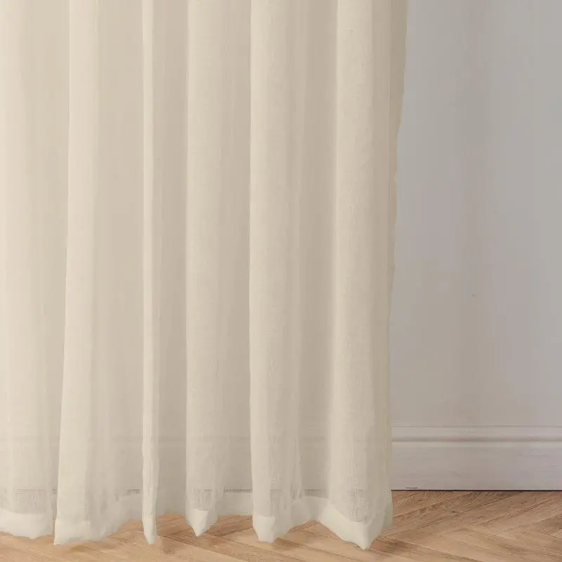Nest Sicily Natural Taped Curtains – Unlined Linen-Blend Drapery 1