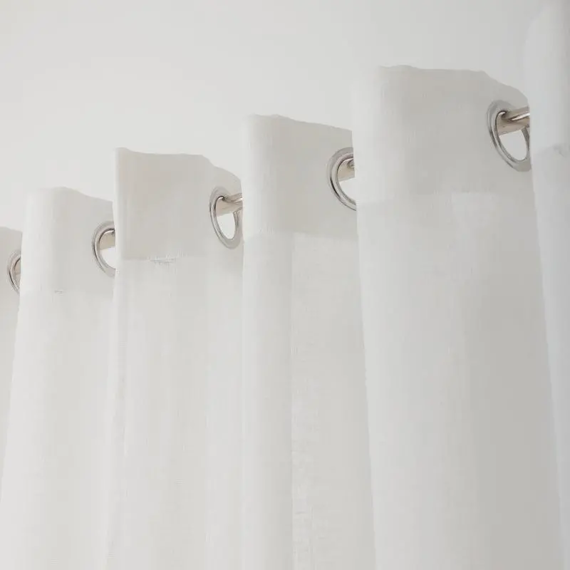 Nest Sicily White Eyelet Unlined Curtain – Lightweight Drapery Panel 1