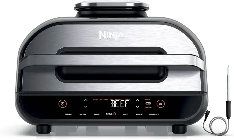 Ninja Foodi Max Ag551Uk 6-In-1 Health Grill & Air Fryer – Smartgrill Technology, Grey Finish 1