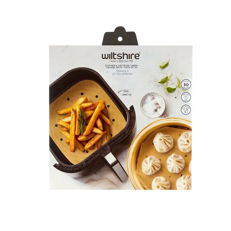 Non-Stick Square Steamer And Air Fryer Liners – 20Cm, 50-Pack 1