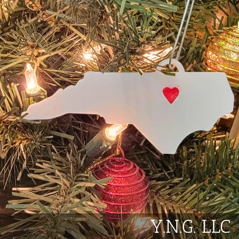 North Carolina–Raleigh Heart Ornament – Handcrafted Christmas Hanging Decoration, Usa-Made 1