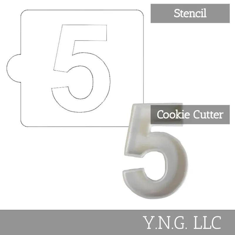Number 5 Counting Stencil And Cookie Cutter – Usa-Made Baking Set Lsc108-5 1