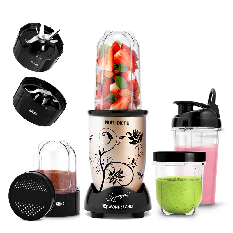 Nutri-Blend 500W High-Speed Mixer Grinder – 22,000 Rpm, Smoothies, Masalas & Chutneys, 3 Unbreakable Jars + Sipper, Sanjeev Kapoor Recipes, 2-Yr Warranty (Champagne) 1