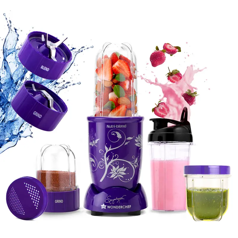 Nutri-Blend 500W High-Speed Mixer Grinder – 22,000 Rpm, Smoothies, Masalas & Chutneys, 3 Unbreakable Jars + Sipper, Sanjeev Kapoor Recipes, 2-Yr Warranty (Purple) 1